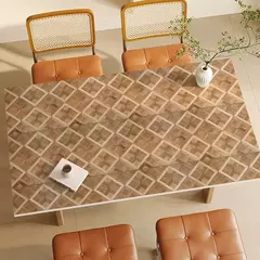 Imagem do Tapete De Mesa Geométrica Grão De Madeira, Tapetes Decorativos De Luxo Leve, Anti Óleo e Toalha De Mesa Anti Scalding, Cuidado Fácil, High End