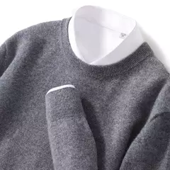Suéter de manga comprida com o pescoço, 100% lã merino, top solto quente, cor sólida, clássico, pulôver de malha, outono inverno - comprar online