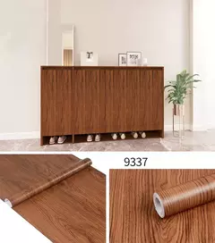 Papel de parede autoadesivo listrado de madeira do PVC, etiqueta impermeável, parede do fundo, mesa, armário, mobília, renovação, 45cm - loja online