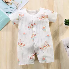 2025 novo bebê onesies roupas de escalada algodão puro verão recém-nascidos meninos meninas macacão de manga curta fino arnês roupas infantis - comprar online