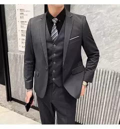 Terno de casamento casual de negócios masculino, conjunto de 3 peças, colete e calças masculinas bonitas de banquete, alta qualidade, nova moda, R$ 2020