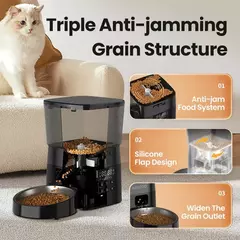Rojoeco alimentador automático para animais de estimação, versão com botão, dispensador automático de comida para gatos, acessórios, controle inteligente, alimentador para animais de estimação para gatos, cães, alimentos secos