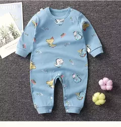 Bebê recém-nascido macacão meninas meninos bonito dos desenhos animados animal listra roupas para crianças 0-24 meses outono macacão roupas trajes - Wolf Magazine