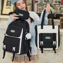 Imagem do School Bag Set Inclui Study Bag e Pencil Case, Mochila de grande capacidade, Charme impermeável dos desenhos animados, Mochila de viagem ao ar livre, 3 pcs