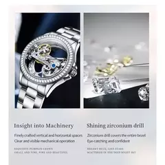 OLEVS Relógio Mecânico Automático para Mulheres, Relógio Transparente, Big Dial Design, Bracelet Set, Presente de Luxo, 40mm, 6699