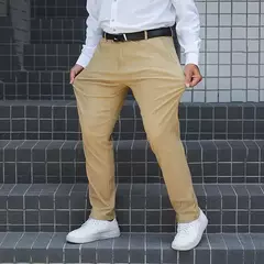 Calças masculinas de tecido elástico de algodão, plus size, preto, cáqui, calças casuais, gordas, tamanho 30-50 - comprar online
