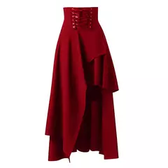Saias de renda Steampunk gótica feminina, saia vintage medieval, fada preta, saia vitoriana assimétrica, traje de performance
