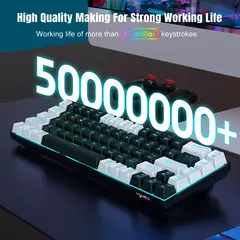 Imagem do Teclado mecânico para jogos, LED retroiluminado, Interruptor azul, Ergonômico RGB, Quente, Troca, Jogos, PC, Laptop, Escritório, 68 Chaves