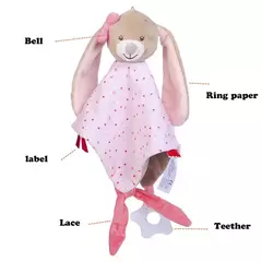 Animal de pelúcia coelho cobertor de segurança infantil snuggler pelúcia bebê amor acalmar apaziguar toalha reconfortante cobertor brinquedo chocalho - comprar online