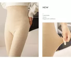 Imagem do Leggings Slim Fit de Alta Elasticidade, 100% Cashmere, Cor de Carne, Casual, Versátil, Glamourosa