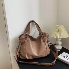Bolsas de ombro pretas de grande capacidade para mulheres, bolsa de compras monocromática, couro macio, bolsa crossbody, sacola de viagem senhora na internet