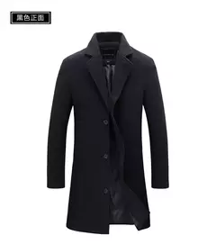 Casaco longo de algodão masculino, à prova de vento, Monocromático, Lã, Blended, Casual, Moda empresarial, Tamanho 5XL, Novo, Outono, Inverno, 2022 - loja online