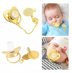 Gemstone mordedor com corrente chupeta com tampa protetora contra poeira, bebê chupeta, 26 iniciais chupeta, perfeito presente recém-nascido, sem BPA - comprar online
