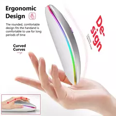 Mouse ergonômico sem fio para jogos, ratos silenciosos, LED retroiluminado, Bluetooth, RGB, recarregável, apto para laptop, PC - loja online