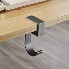 Imagem do Saco pendurado lateral de escritório, Gancho de borda de mesa em forma de 5, Suportes removíveis para bolsas de escritório