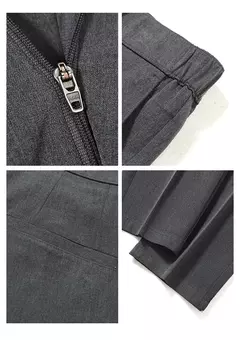 Calça casual justa masculina, cortina avançada, terno formal grosso para escritório, preto, marrom, cinza, azul, outono e inverno - loja online