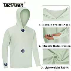 Imagem do TACVASEN-Homens à Prova de UV Hoodie Manga Longa, Proteção Solar Camisetas, Respirável, Leve, Secagem Rápida, Casual Camisetas Masculinas