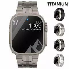 Pulseira de titânio para Apple Watch, Pulseira de luxo, Ultra, 49mm, 45mm, 44mm, 41mm, 38mm, Men's Style Bracelet, iWatch 9, SE, 8, 7, 6, 5, 4