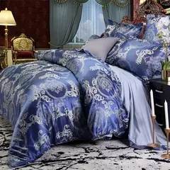 High End Jacquard Bedding Set, Luxo, Europeu, Conjuntos de cama de casamento, Rainha, American Satin, Double Duvet Cover,