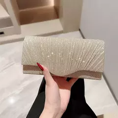 Bolsas de cetim luxuosas para mulheres, bolsa de embreagem banquete lantejoulas, ouro e prata, bolsa para festa de casamento, corrente elegante na internet