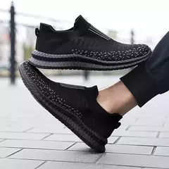 Sapatilhas casuais respiráveis masculinas, sapatos de malha confortáveis, tênis ao ar livre, tênis de caminhada, meias de corrida na internet