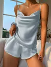 Conjunto de pijama cetim de seda feminino, lingerie sexy, tanques de camisola sem mangas, roupa de pijama elástica, pijama, novo, 2024