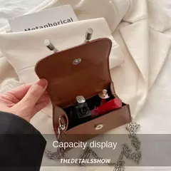 Mini bolsa de ombro monocromática para mulheres, design de arco, couro PU, aba, bolsas crossbody, bolsa de corrente, bolsas femininas, moda, 2024 - comprar online
