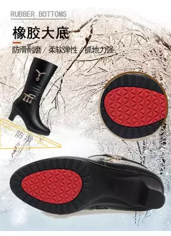 Botas médias de lã confortáveis para mulheres, salto grosso, zíper lateral, - loja online