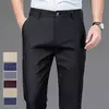 Calça stretch preta monocromática masculina, calça casual inteligente, secagem rápida, coreana, reta, escritório, primavera, outono, nova