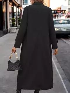 Trench coat de Natal para mulheres, casaco de manga comprida com botões, lapela solta, roupas ao ar livre, moda, outono e inverno, 2024