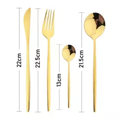 Imagem do Aço inoxidável Golden Talheres Set, Faca, Garfo, Colher, Talheres, Talheres, Festival Cozinha, Louça, Presente, Punho Preto, 24pcs