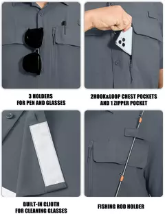 Tacvasen camisas de pesca de secagem rápida upf 50 + proteção solar masculina camisas de manga longa + curta malha respirável caminhadas trabalho camisas de carga na internet
