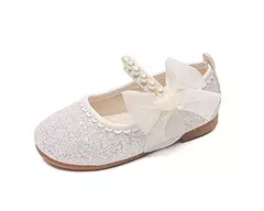 Mary Janes antiderrapante para meninas, arco lateral, pérolas, sapatos elegantes de princesa, sapatos chiques para crianças, festa, shows de casamento, moda infantil, 2024 - Wolf Magazine