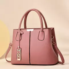 Sacola de couro falso para senhoras, bolsa de ombro grande, elegante texturizada, moda na internet