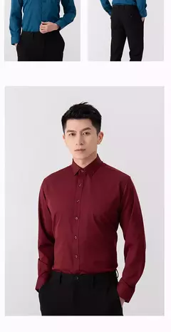 Camisa de negócios de cor sólida masculina, Moda formal, Fino, Clássico, Básico, Casual, Fino, Branco, Manga comprida, Social, Roupas de marca, Novo - Wolf Magazine