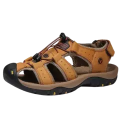 Sapatos masculinos casuais de couro genuíno, sandálias masculinas ao ar livre, sapatos romanos de praia, plus size 38-48, verão na internet
