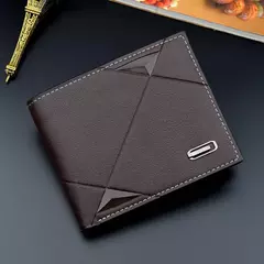 Carteira de couro sintético curta bifold masculina, titular do cartão de identificação de crédito bolsa billfold, Business Slim Clutch, monocromática na internet