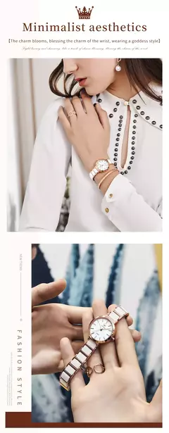 OLEVS-Moda Feminina Relógio Elegante, Movimento Japonês, Pulseira Cerâmica, Pulseira Feminina de Luxo, Relógios Quartzo, Presentes - loja online