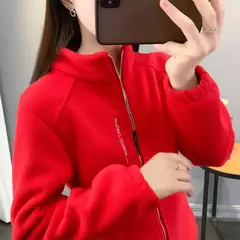 Casaco de gola polar reversível feminino, moletom casual, casaco com zíper solto, moletom de manga longa, moletom de inverno - Wolf Magazine