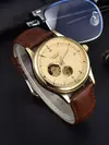 Relógio de pulso mecânico automático masculino, relógio estilo elegante, esqueleto de roma