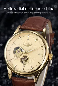 Imagem do Relógio de pulso mecânico automático masculino, relógio estilo elegante, esqueleto de roma