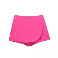 Imagem do TRAF-Mini-saia de cintura alta feminina, calção envoltório, preto, rosa, sexo, verão, moda outono