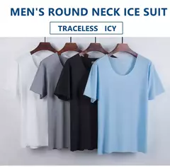Verão pijamas masculinos terno fino gelo casa roupas traceless manga curta shorts em torno do pescoço casual roupas de verão na internet