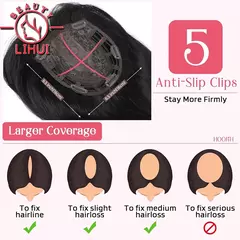 Peruca sintética Ombre raiz escura para mulheres, toppers dourados, pedaço de cabelo, clipes invisíveis, extensões de cabelo com clipe, resistente ao calor na internet