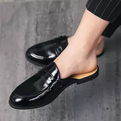 Nova Chegada All-match Muller Sapatos Homens Moda De Couro Metade Chinelo Homens Verão Mocassins Flats Chinelos para Sapatos Dos Homens Ao Ar Livre na internet