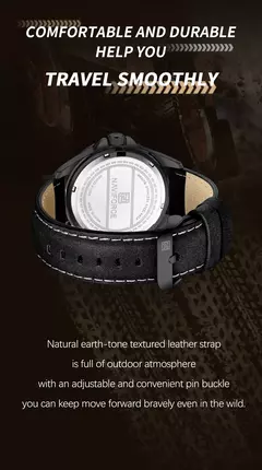 NAVIFORCE-Relógio de quartzo impermeável masculino com pulseira de couro, relógio de pulso esportivo masculino, marca de moda - Wolf Magazine