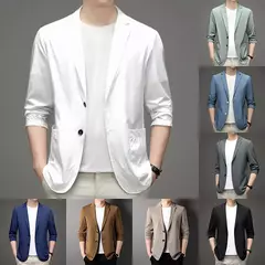 Blazer ultrafino e leve para homens, jaqueta casual, terno elástico respirável, sólido, anti-rugas, tamanho grande, primavera, outono - Wolf Magazine
