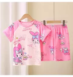 Novo verão crianças pijamas conjunto de 2 peças roupas de ar condicionado para meninos meninas bebê manga curta roupas para casa na moda na internet