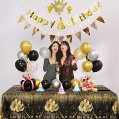 Toalha de mesa descartável para festa de aniversário, capa de mesa para homens e mulheres, ouro rosa, preto, dourado, velho, material de festa - Wolf Magazine