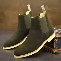 Botas de couro genuíno de camurça masculina retrô, bota curta no tornozelo, s - loja online